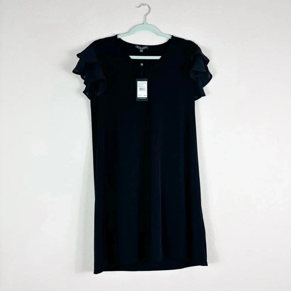 NWT Adrianna Papell V Neck Double Flutter Sleeve Dress sz S - Picture 4 of 14